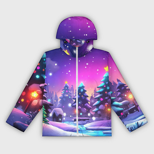 Женская ветровка Новогоднее настроение зимний пейзаж / 3D-Белый – фото 1
