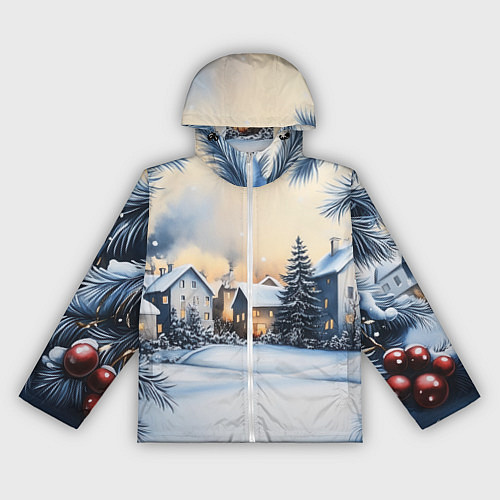 Женская ветровка Зимний снежный двор / 3D-Белый – фото 1