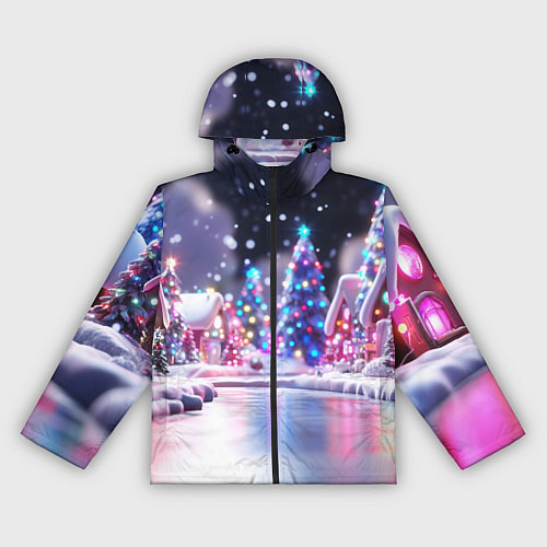 Женская ветровка Новогоднее настроение фонариков / 3D-Черный – фото 1