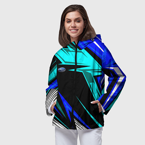 Женская ветровка Субару - синий спорт / 3D-Черный – фото 3
