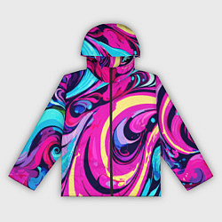 Ветровка с капюшоном женская Сине-розовый узор, цвет: 3D-черный