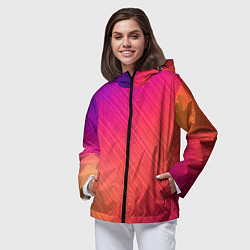 Ветровка с капюшоном женская Градиент в косую полоску, цвет: 3D-черный — фото 2