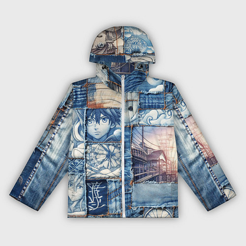 Женская ветровка Пэчворк с мотивами аниме / 3D-Белый – фото 1