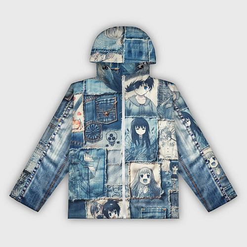 Женская ветровка Персонажи аниме на пэчворк / 3D-Белый – фото 1