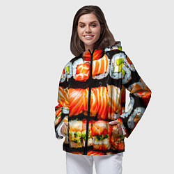 Ветровка с капюшоном женская Сет роллов, цвет: 3D-черный — фото 2