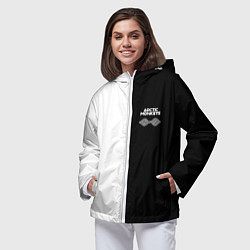 Ветровка с капюшоном женская Arctic Monkeys - черное и белое, цвет: 3D-белый — фото 2