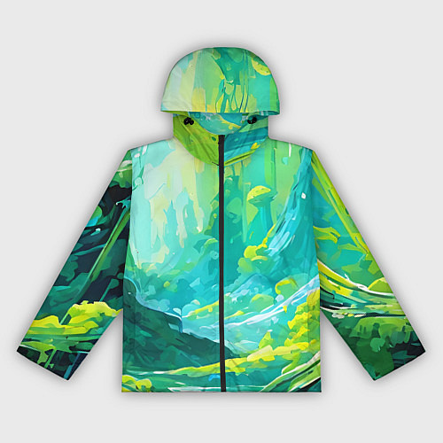 Женская ветровка Зелёная кислотная абстракция / 3D-Черный – фото 1