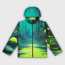 Ветровка с капюшоном женская Зелёная кислотная абстракция, цвет: 3D-черный