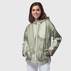 Ветровка с капюшоном женская Серо-зеленая абстрактная текстура, цвет: 3D-белый — фото 2