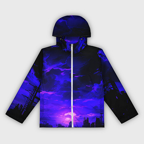 Женская ветровка Фиолетовый апокалиптический закат / 3D-Белый – фото 1