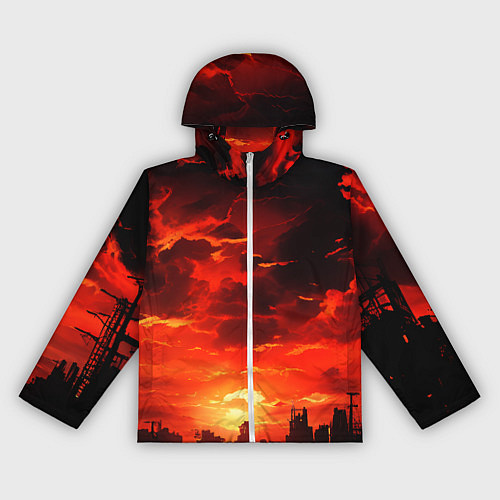 Женская ветровка Багровый апокалиптический закат / 3D-Белый – фото 1