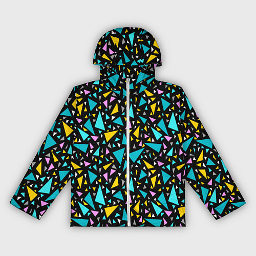 Женская ветровка Разноцветные яркие треугольники на черном / 3D-Белый – фото 1
