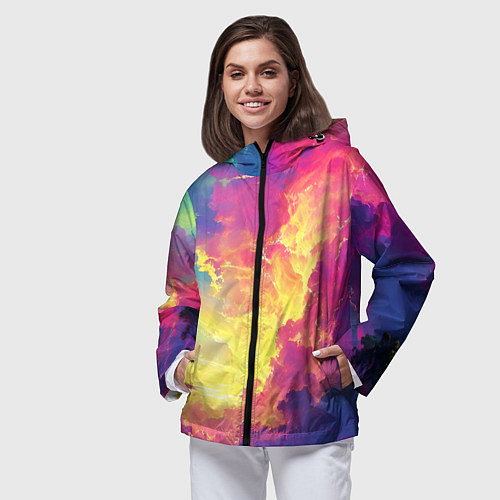 Женская ветровка Розовые облака на синем небе / 3D-Черный – фото 3