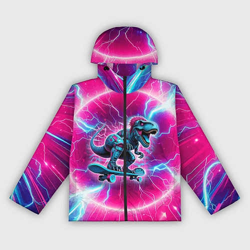 Женская ветровка Cyber tyrannosaurus is a cool skateboarder / 3D-Черный – фото 1