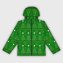 Ветровка с капюшоном женская Новогодний ёлочный паттерн, цвет: 3D-черный