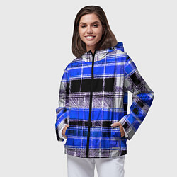 Ветровка с капюшоном женская Белые полосы на чёрно-синем фоне, цвет: 3D-черный — фото 2