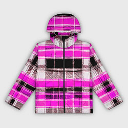 Ветровка с капюшоном женская Белые полосы на чёрно-розовом фоне, цвет: 3D-черный
