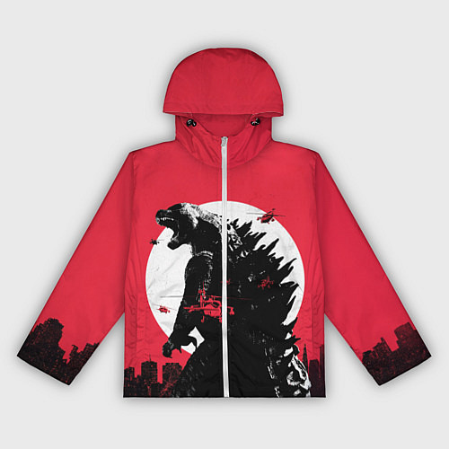 Женская ветровка Godzilla destroys the city / 3D-Белый – фото 1