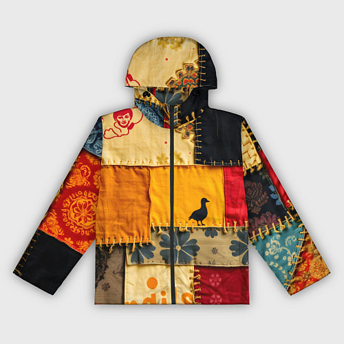 Женская ветровка Пэчворк с птичкой / 3D-Черный – фото 1