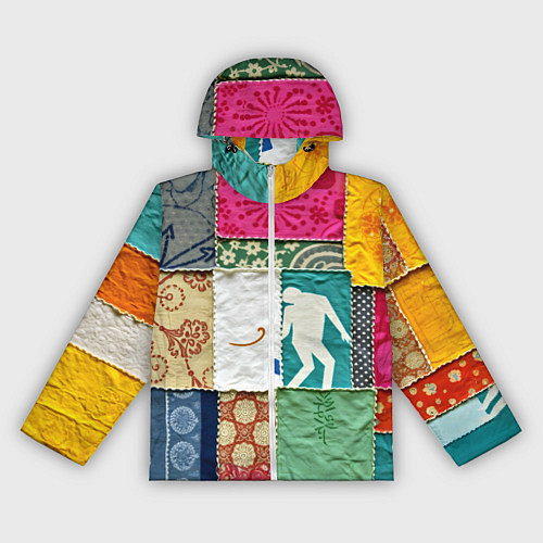 Женская ветровка Пэчворк с человечком / 3D-Белый – фото 1