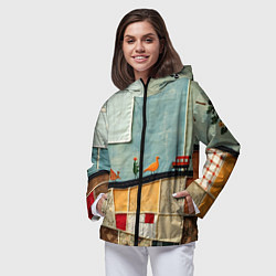 Ветровка с капюшоном женская Детский пэчворк, цвет: 3D-черный — фото 2