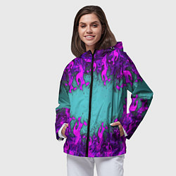 Ветровка с капюшоном женская Фиолетовое пламя, цвет: 3D-черный — фото 2