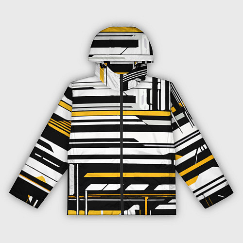 Женская ветровка Жёлто-белые технологические линии на чёрном фоне / 3D-Черный – фото 1