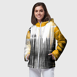 Ветровка с капюшоном женская Жёлто-чёрный гранж на белом фоне, цвет: 3D-белый — фото 2
