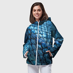 Ветровка с капюшоном женская Голубая кожа змеи, цвет: 3D-белый — фото 2
