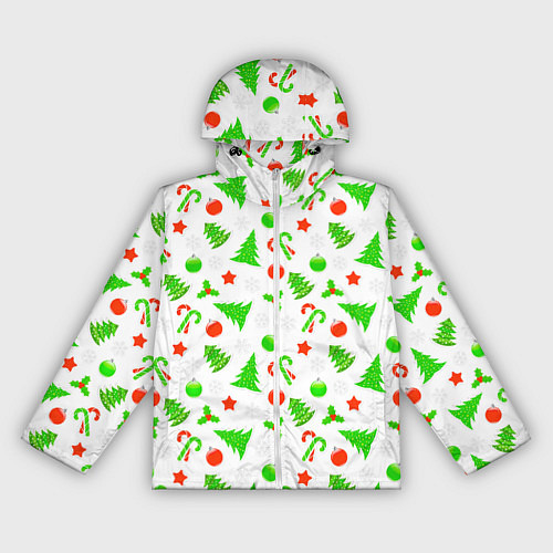 Женская ветровка Новогодний ёлочный паттерн / 3D-Белый – фото 1