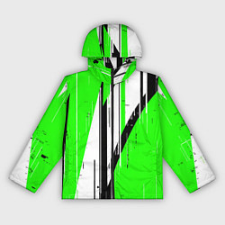 Ветровка с капюшоном женская Black and white vertical stripes on a green backgr, цвет: 3D-черный