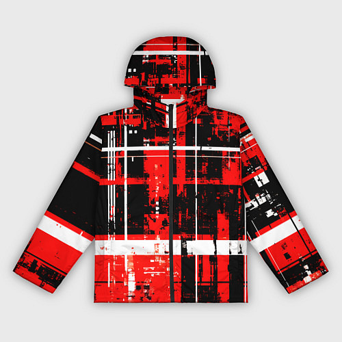 Женская ветровка Красно-белый гранж на чёрном фоне / 3D-Черный – фото 1