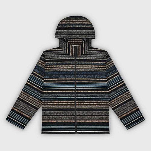 Женская ветровка Тёмный сине-коричневый текстурные полосы / 3D-Черный – фото 1