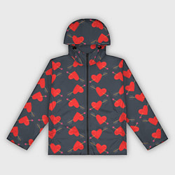 Ветровка с капюшоном женская Сердце со стрелой, цвет: 3D-черный