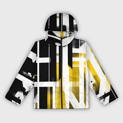 Ветровка с капюшоном женская Чёрно-жёлтые вертикальные и горизонтальные полосы, цвет: 3D-черный