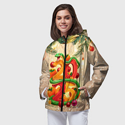 Ветровка с капюшоном женская Веселая змея 2025, цвет: 3D-черный — фото 2