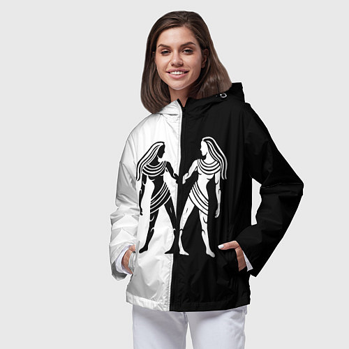 Женская ветровка Близнецы чёрно-белое / 3D-Черный – фото 3