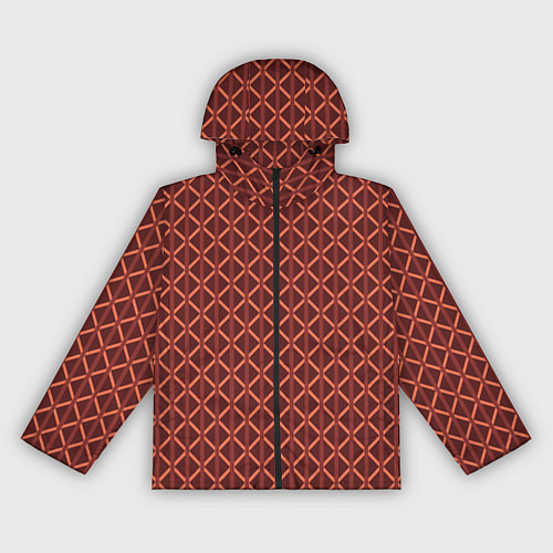 Женская ветровка Тёмно-красный полосы ромбы / 3D-Черный – фото 1
