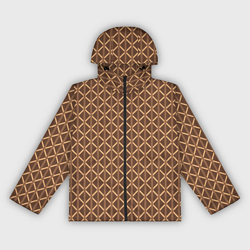 Женская ветровка Светлый коричневый полосы-ромбы / 3D-Черный – фото 1