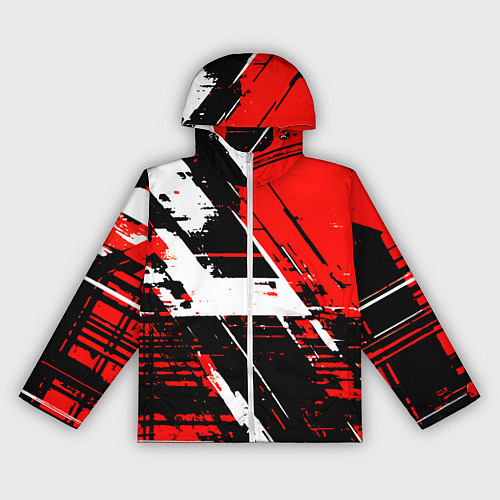 Женская ветровка Diagonal black and white stripes on a red backgrou / 3D-Белый – фото 1