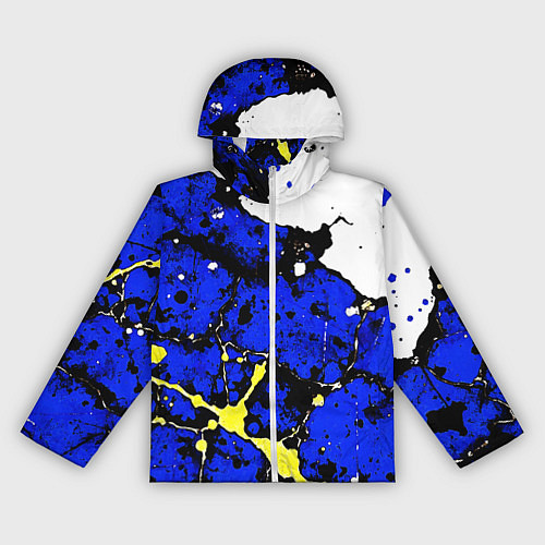 Женская ветровка Сине-жёлтая абстракция на белом фоне / 3D-Белый – фото 1