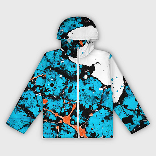 Женская ветровка Оранжево-голубая абстракция на белом фоне / 3D-Белый – фото 1