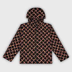 Ветровка с капюшоном женская Чёрно-коралловый искажённые полосы, цвет: 3D-черный