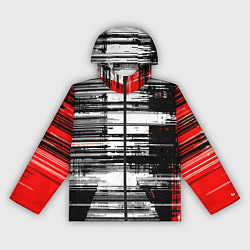 Ветровка с капюшоном женская Горизонтальные чёрные линии на бело-красном фоне, цвет: 3D-черный