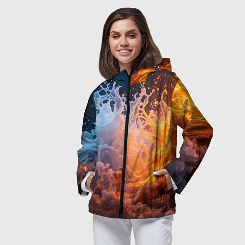 Женская ветровка Брызги воды и огня / 3D-Черный – фото 3