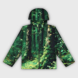 Ветровка с капюшоном женская Зелёный летний лес, цвет: 3D-черный