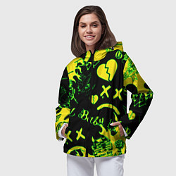 Ветровка с капюшоном женская Lil Peep кислотные автографы, цвет: 3D-черный — фото 2