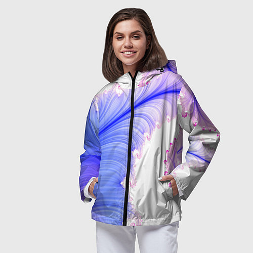 Женская ветровка Узоры неон фрактал / 3D-Черный – фото 3
