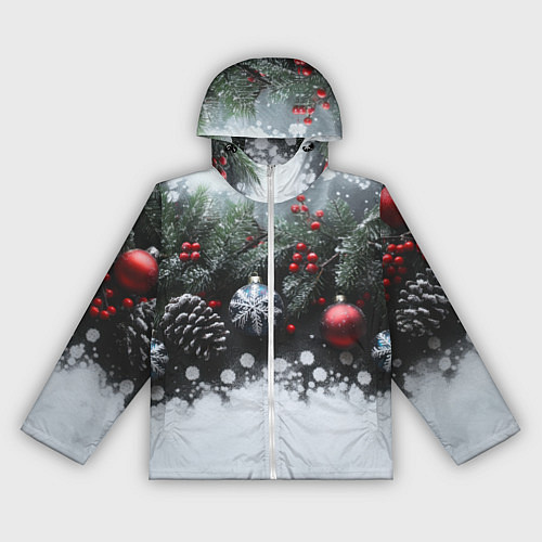 Женская ветровка Елочные игрушки и снег / 3D-Белый – фото 1