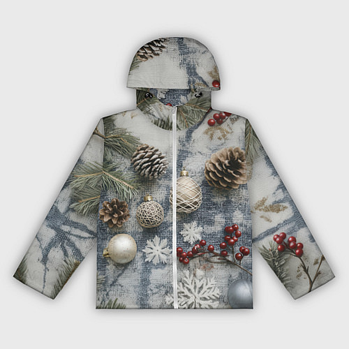 Женская ветровка Новогодние игрушки и шишки / 3D-Белый – фото 1